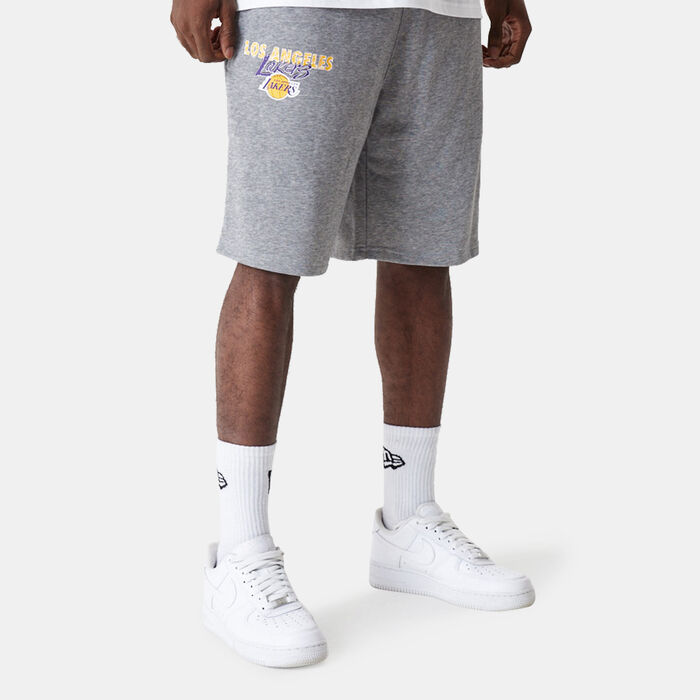 New Era Men's Los Angeles Lakers Team Script Shorts Grey New Era Men's Los Angeles Lakers Team Script Shorts Grey image number 0