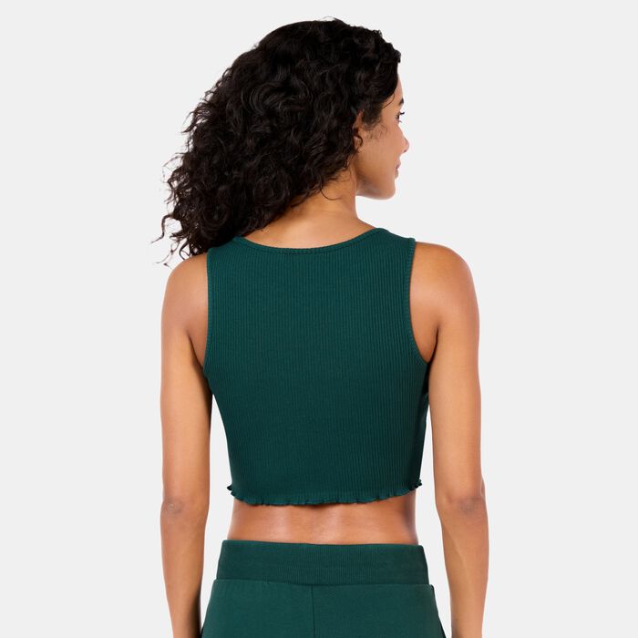 New Era Women's MLB New York Yankees Ribbed Crop Top Green New Era Women's MLB New York Yankees Ribbed Crop Top Green image number 1