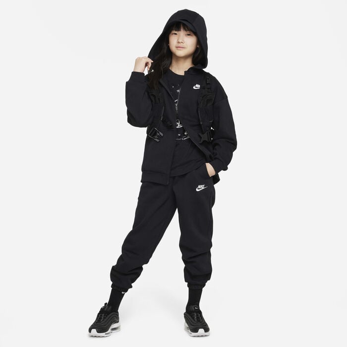 Nike Kids' Sportswear Club Fleece Oversized Full-Zip Hoodie Black Nike Kids' Sportswear Club Fleece Oversized Full-Zip Hoodie Black image number 4
