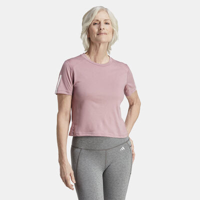 adidas Women's Train Essentials Train Cotton 3-Stripes Crop Top Purple adidas Women's Train Essentials Train Cotton 3-Stripes Crop Top Purple