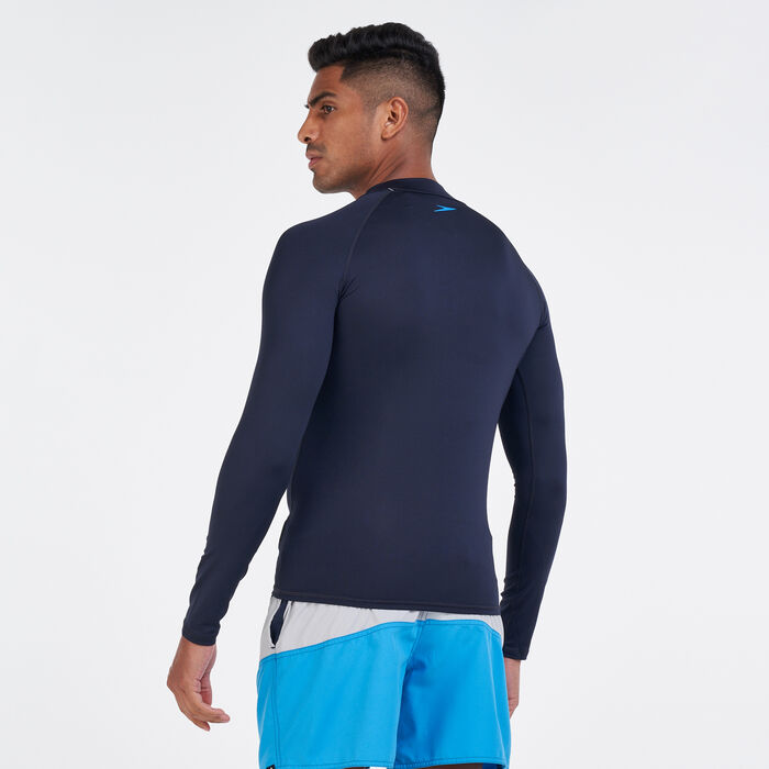 Speedo Men's Essential Rashguard Swimming T-Shirt Blue Speedo Men's Essential Rashguard Swimming T-Shirt Blue image number 1