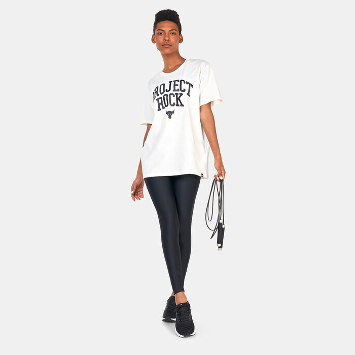 Under Armour Women's Project Rock Heavyweight Campus T-Shirt White Under Armour Women's Project Rock Heavyweight Campus T-Shirt White image number 2