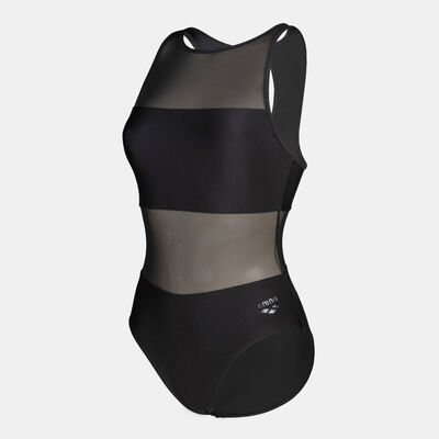 Arena Women’s Mesh Panel Vent Back One-Piece Swimsuit Black