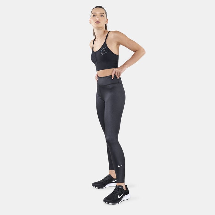 Buy Nike Women's Dri-FIT One Mid-Rise Shine Leggings Black in KSA -SSS