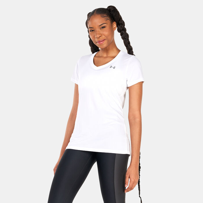 Under Armour Women's UA Tech™ V-Neck T-Shirt White image number 0