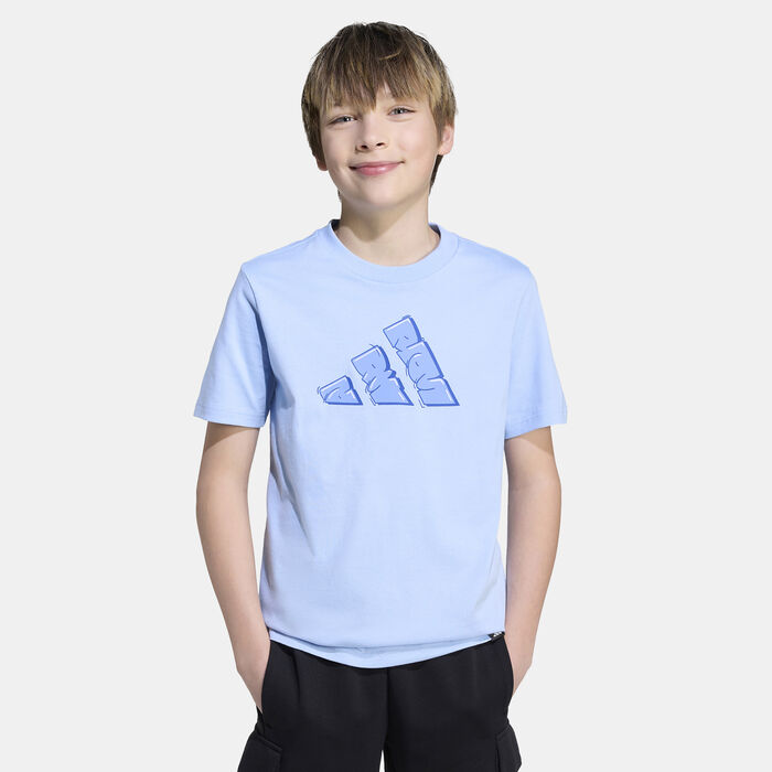 adidas Kids' Graffiti Graphic T-Shirt Blue adidas Kids' Graffiti Graphic T-Shirt Blue image number 0