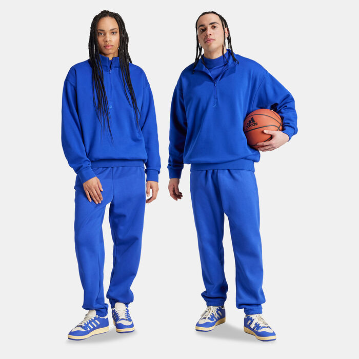adidas Logo Basketball Fleece Joggers Blue adidas Logo Basketball Fleece Joggers Blue image number 1