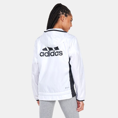 adidas Women's AEROREADY Logo Running Windbreaker Jacket White