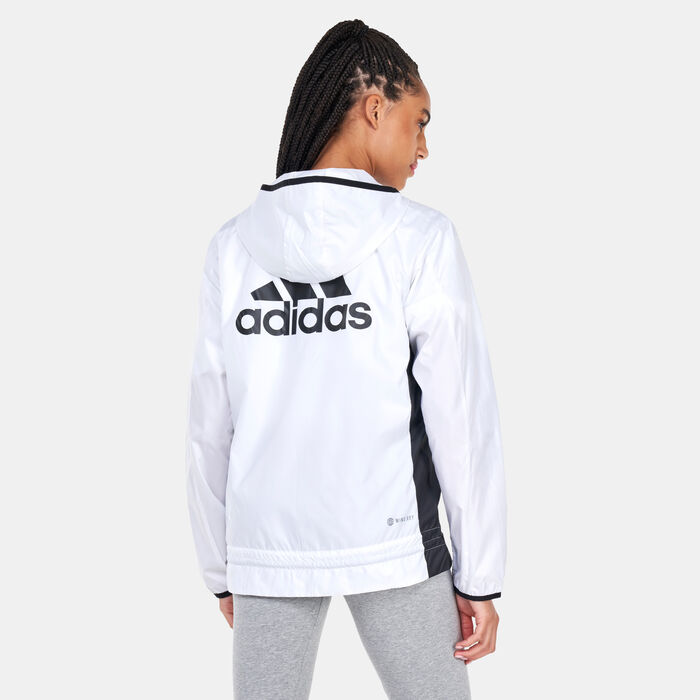 adidas Women's AEROREADY Logo Running Windbreaker Jacket White image number 1