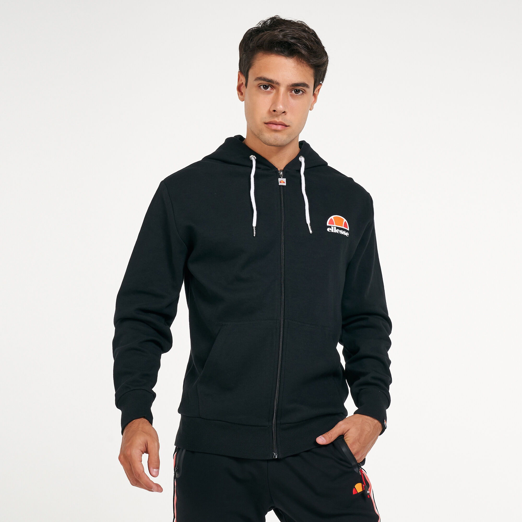 Ellesse tape fleece full zip hoodie top