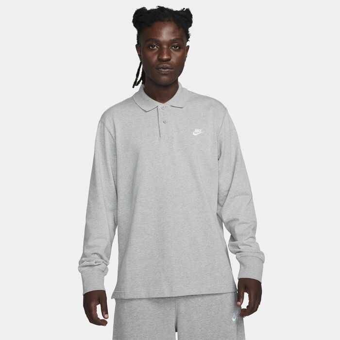 Nike Men's Club Long-Sleeve Polo Shirt Grey Nike Men's Club Long-Sleeve Polo Shirt Grey image number 0