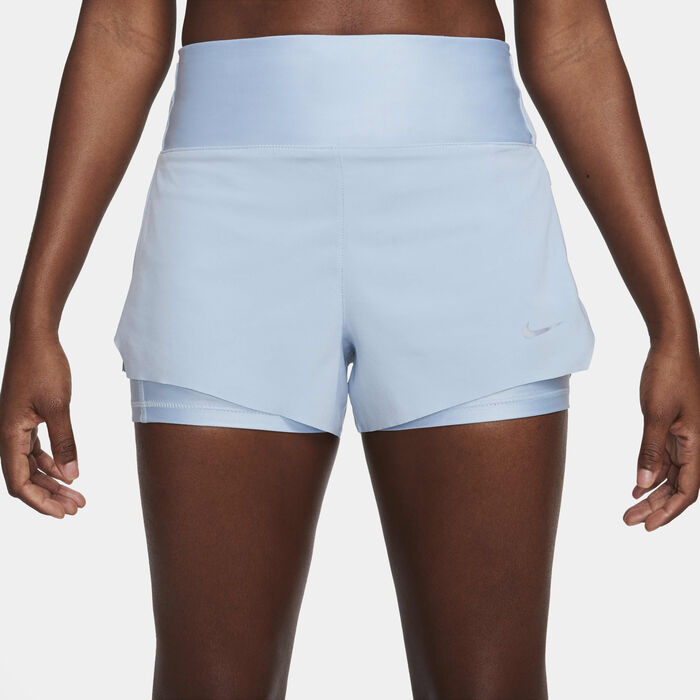 Nike Women's Dri-FIT Swift Mid-Rise 2-in-1 Running Shorts Blue Nike Women's Dri-FIT Swift Mid-Rise 2-in-1 Running Shorts Blue image number 1