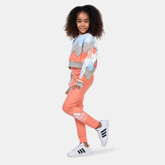 adidas Kids' Badge of Sport Logo Leggings Orange image number 4