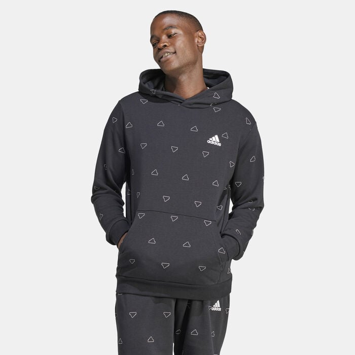 adidas Men's Seasonal Essentials Monogram Graphic Hoodie Black adidas Men's Seasonal Essentials Monogram Graphic Hoodie Black image number 0
