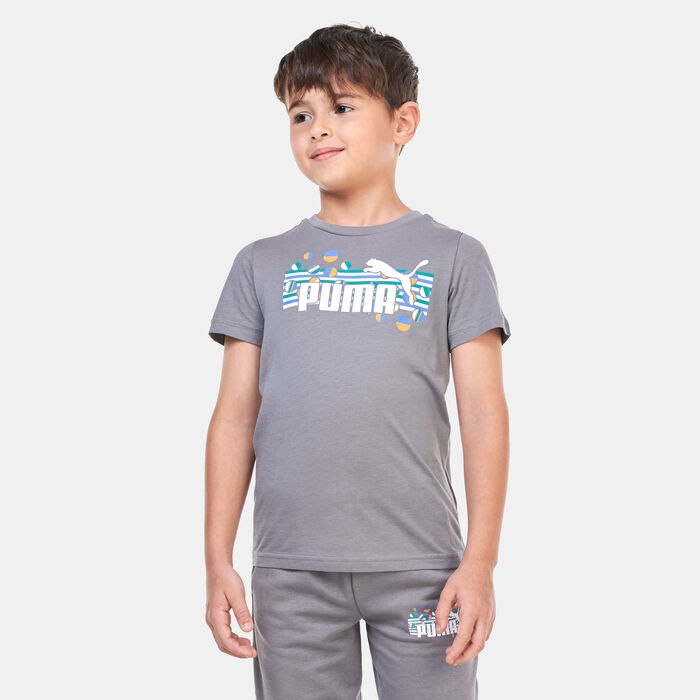 PUMA Kids' ESS+ Summer Camp T-Shirt Grey PUMA Kids' ESS+ Summer Camp T-Shirt Grey image number 0