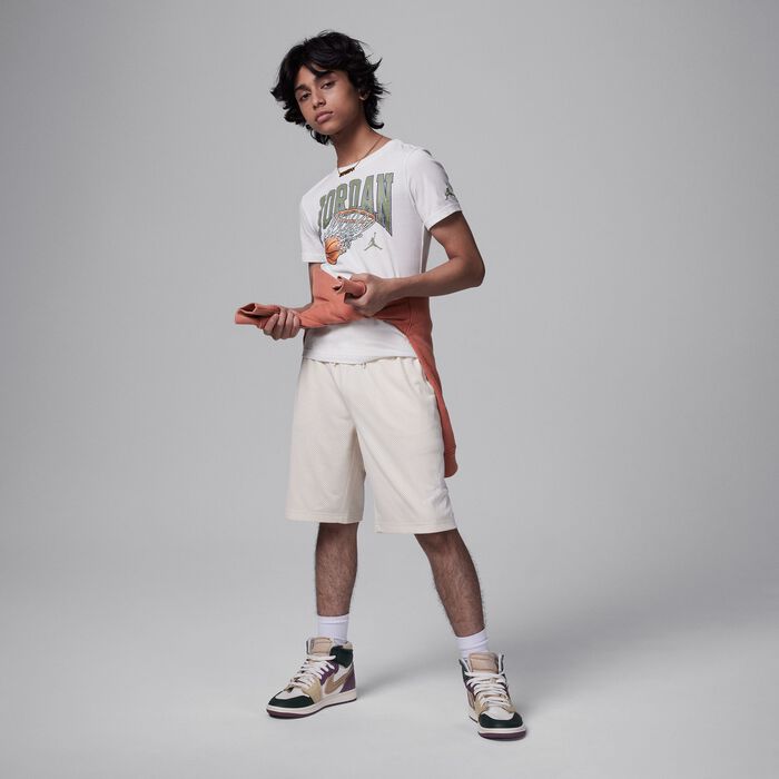 Jordan Kids' MJ Essentials Baseline Dri-FIT Shorts Ivory image number 6