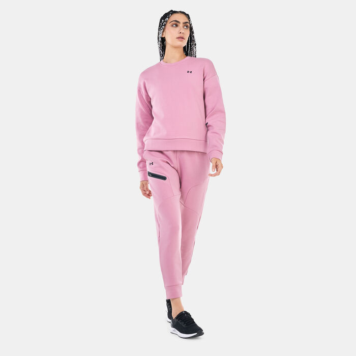 Under Armour Women's Unstoppable Fleece Crew Sweatshirt Pink image number 2