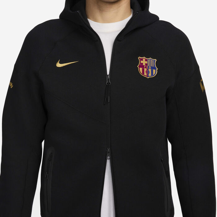 Nike Men's F.C. Barcelona Tech Fleece Windrunner Football Full-Zip Hoodie Black Nike Men's F.C. Barcelona Tech Fleece Windrunner Football Full-Zip Hoodie Black image number 4