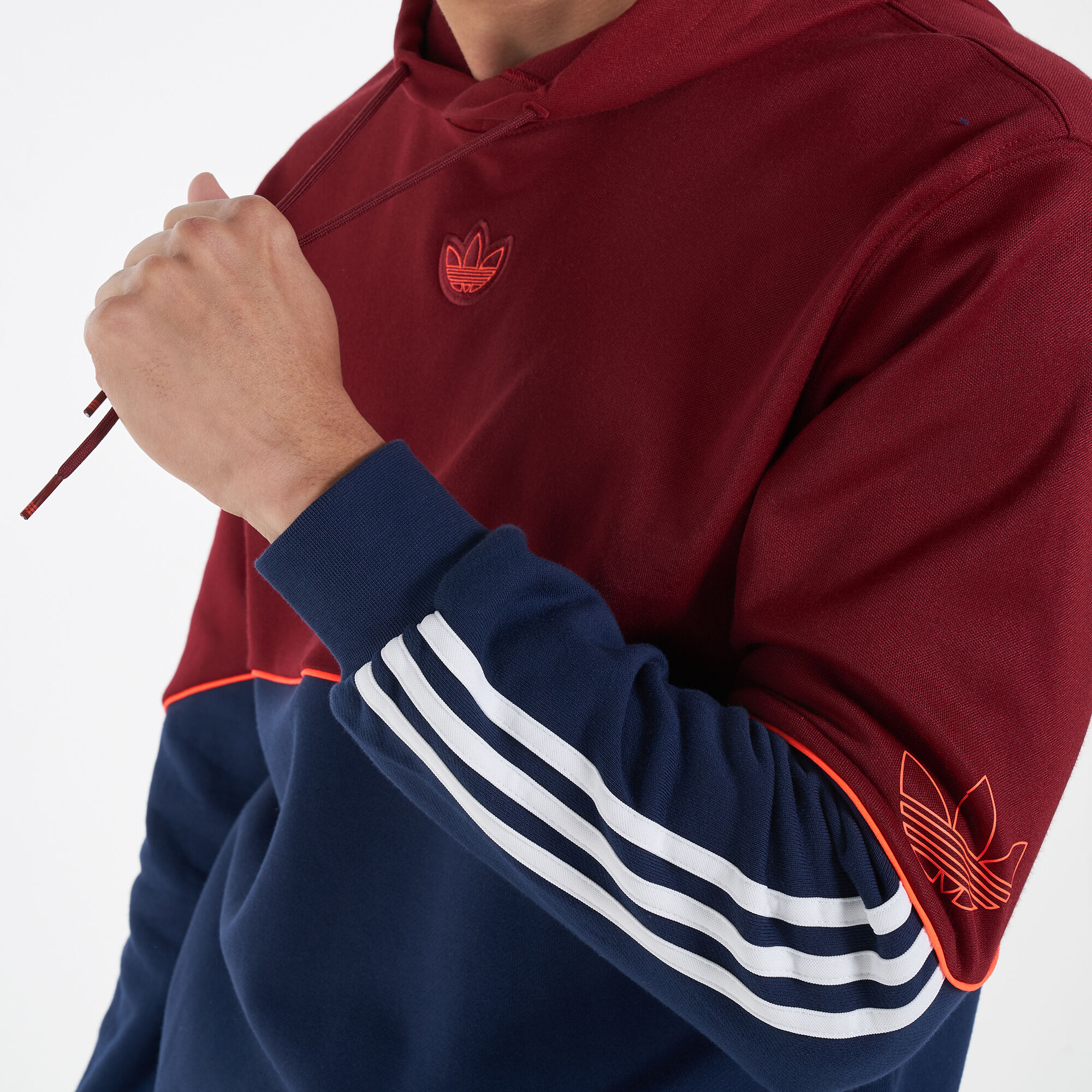 Adidas outline hoodie maroon top