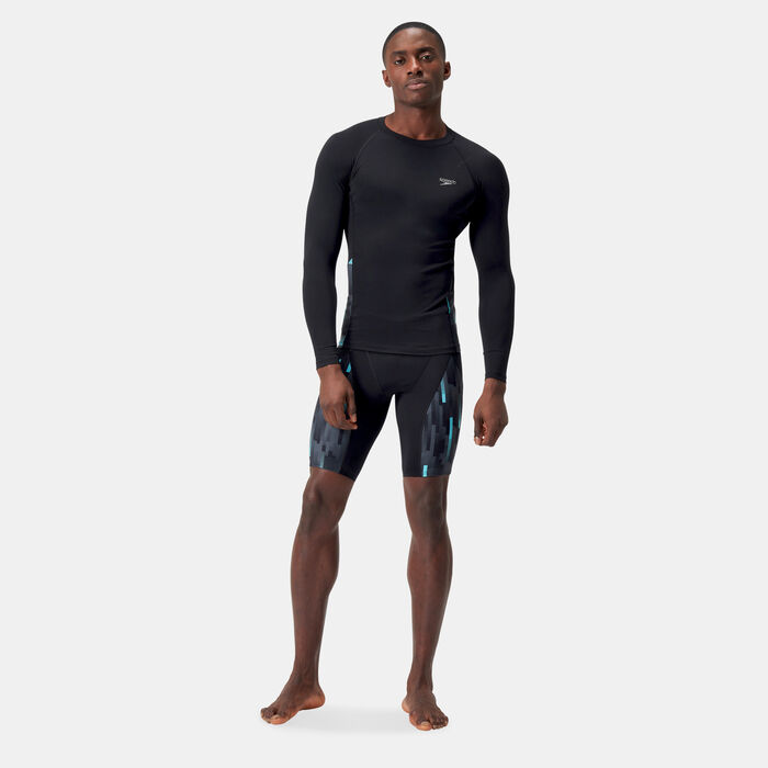 Speedo Mens Endurance+ Splice Swimming Rashguard Black image number 2