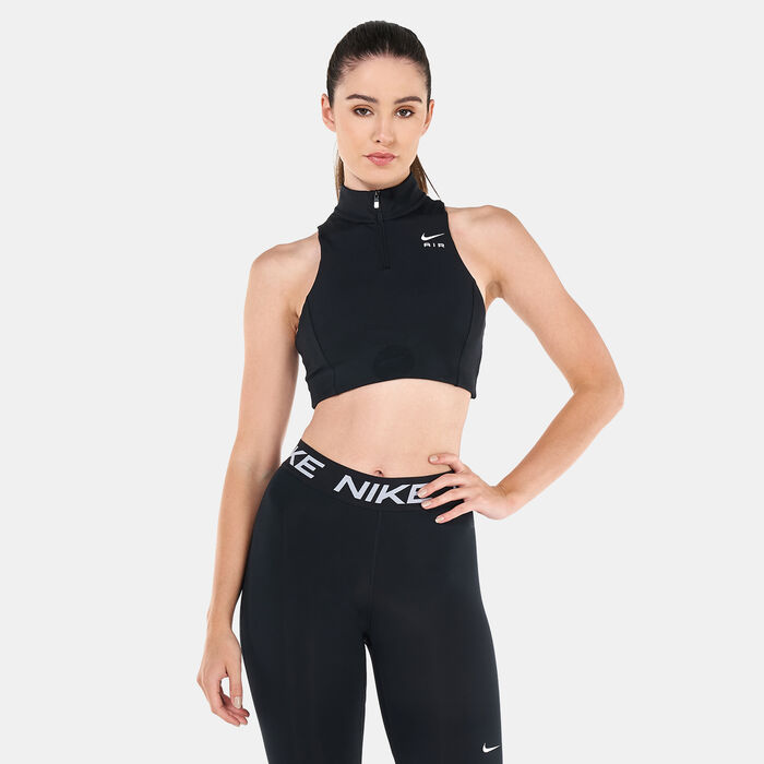 Buy Nike Women's Dri-FIT Swoosh Mock-Zip Sports Bra Black in KSA -SSS