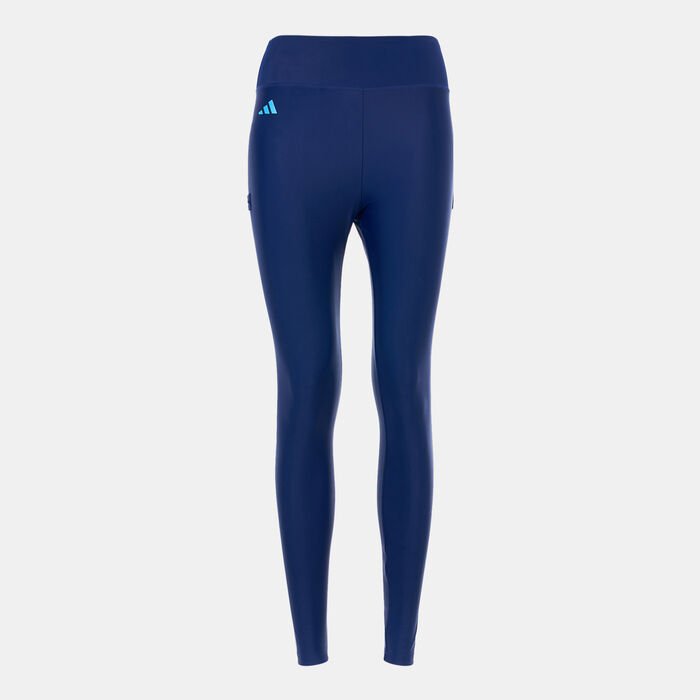 adidas Women's 3-Stripes Swimming Leggings Blue image number 0
