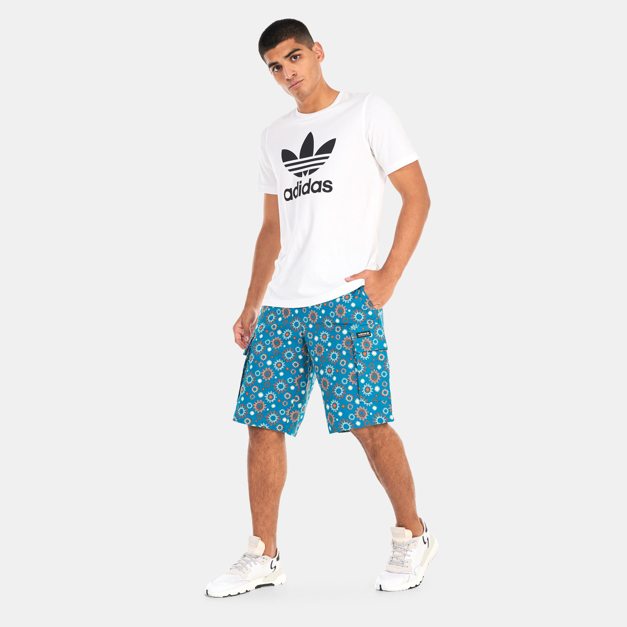 Adidas floral shorts and top store