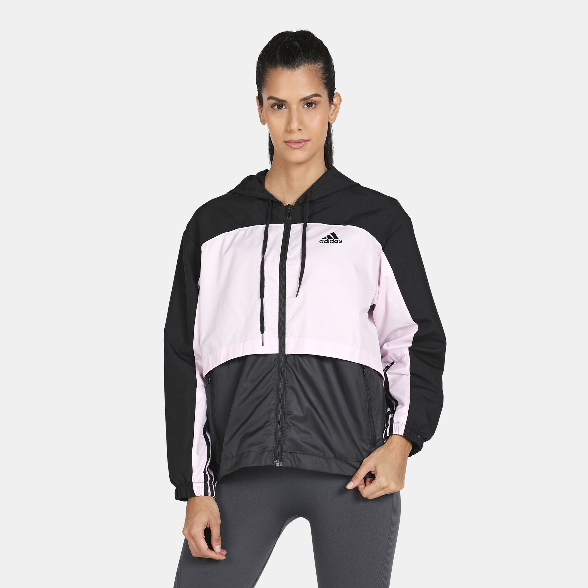 Adidas black cheap windbreaker womens
