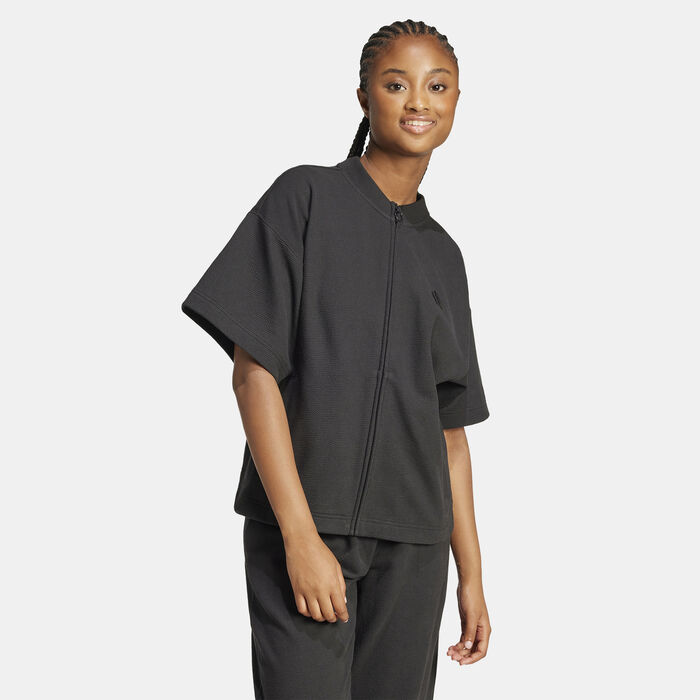 adidas Women's ALL SZN Cloud Jersey Full-Zip Top Black adidas Women's ALL SZN Cloud Jersey Full-Zip Top Black image number 0