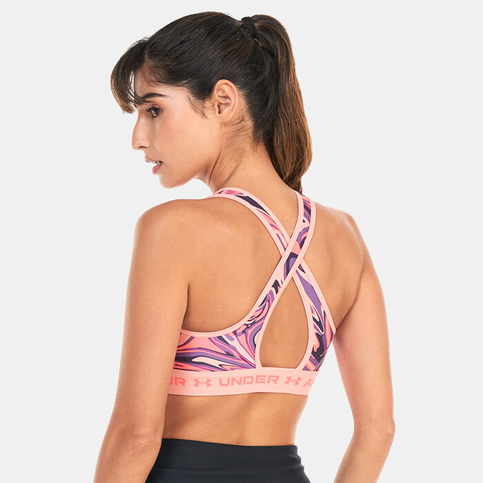 Under Armour Women's Armour Medium Support Printed Sports Bra Pink image number 1