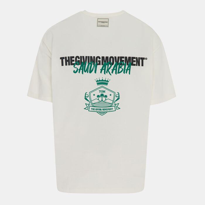 The Giving Movement Men's Saudi Print T-Shirt White The Giving Movement Men's Saudi Print T-Shirt White image number 1