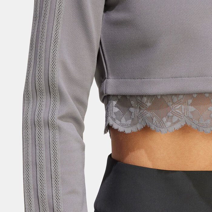 adidas Originals Women's Lace 1/4-Zip Track Jacket Grey adidas Originals Women's Lace 1/4-Zip Track Jacket Grey image number 4