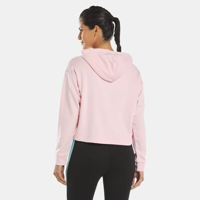 PUMA Women's Power Tape Cropped Hoodie Pink PUMA Women's Power Tape Cropped Hoodie Pink