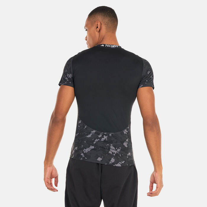 adidas Men's Techfit Allover Print Training T-Shirt Multi-Color adidas Men's Techfit Allover Print Training T-Shirt Multi-Color image number 1