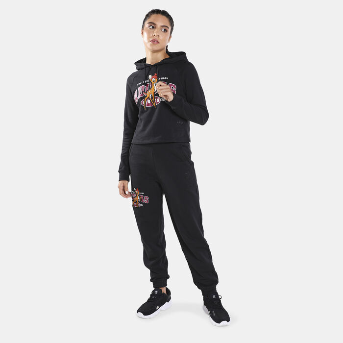 adidas Originals Women's Disney Bambi Graphic Crop Hoodie Black image number 2