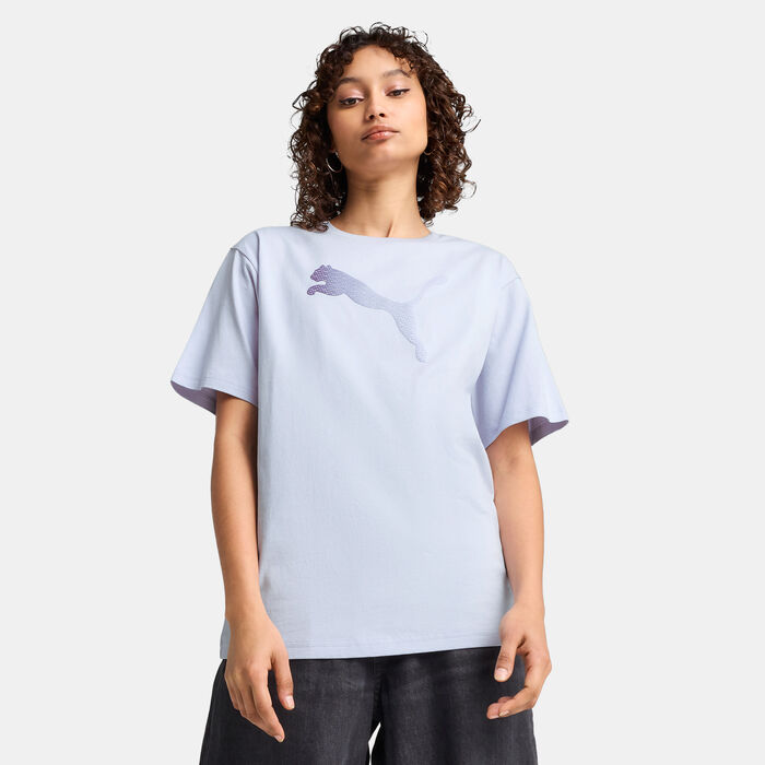 PUMA Women's HER Graphic T-Shirt Purple PUMA Women's HER Graphic T-Shirt Purple image number 0