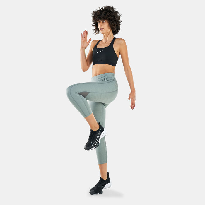 Nike Women's Fast Mid-Rise Crop Running Leggings Grey image number 2