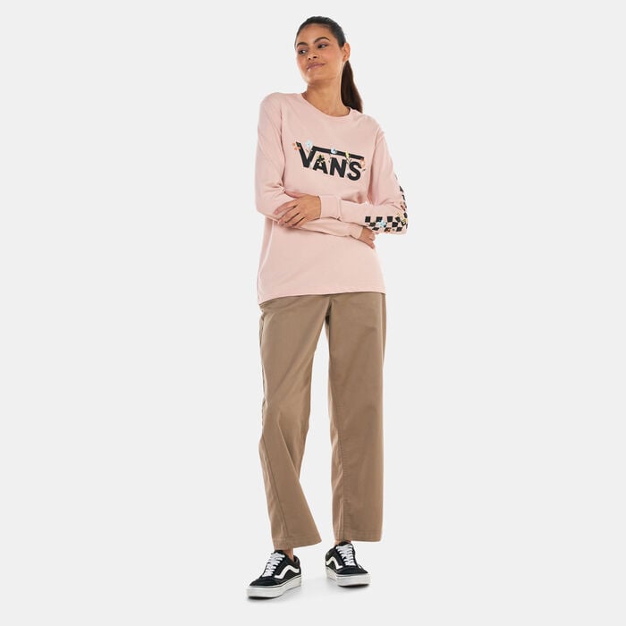Vans Women's Wyld Tangles Micro Ditsy Long Sleeve Boyfriend T-Shirt Pink Vans Women's Wyld Tangles Micro Ditsy Long Sleeve Boyfriend T-Shirt Pink image number 2