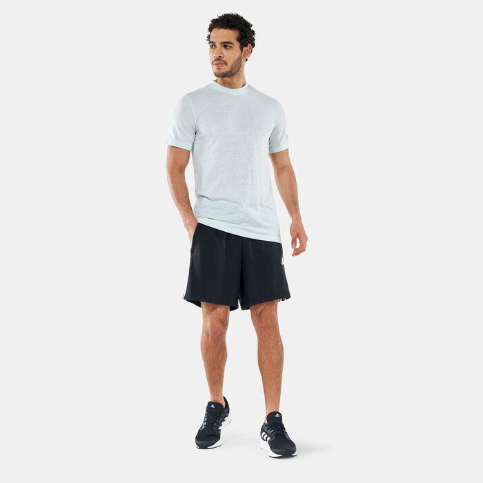adidas Men's Essentials French Terry 3-Stripes Shorts White adidas Men's Essentials French Terry 3-Stripes Shorts White image number 2
