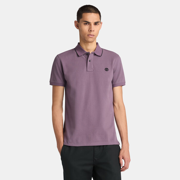Timberland Men's Millers River Printed Neck Polo Shirt Purple image number 0