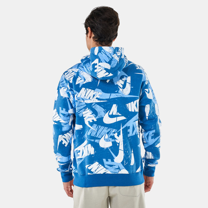 Nike Men's Sportswear Sport Essentials+ Allover Print Hoodie Blue Nike Men's Sportswear Sport Essentials+ Allover Print Hoodie Blue image number 1