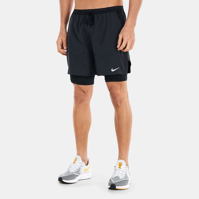 Nike Men's Dri-FIT Stride 5-inch 2-in-1 Running Shorts Black image number 0