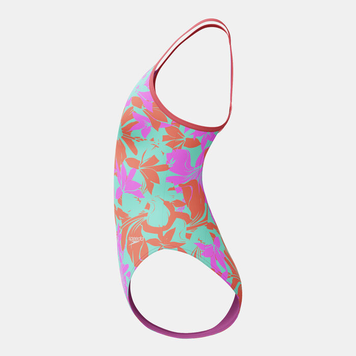 Speedo Kids' Allover Print Lane One-Piece Swimsuit Pink Speedo Kids' Allover Print Lane One-Piece Swimsuit Pink image number 3