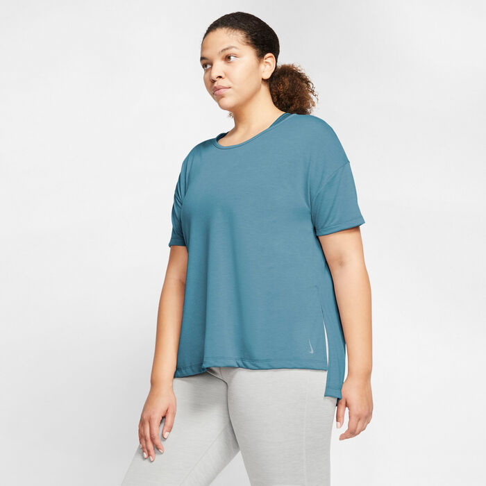 Nike Women's Yoga Short-sleeve Top In Grey