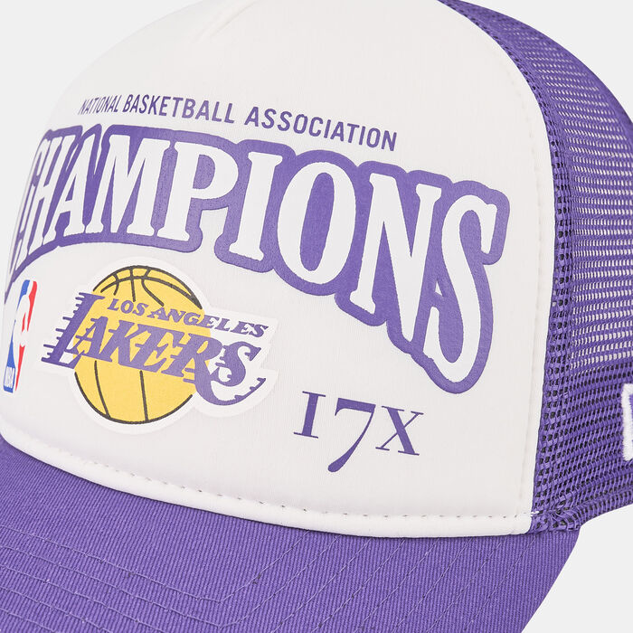 New Era Men's Los Angeles Lakers League Champions A-Frame Trucker Cap Purple New Era Men's Los Angeles Lakers League Champions A-Frame Trucker Cap Purple image number 2