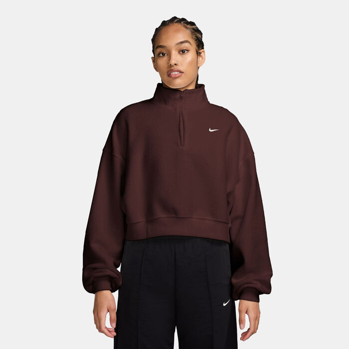 Nike Women's Studio Fleece Plush Quarter-Zip Sweatshirt Red image number 0