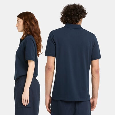 Timberland Men's Woven Badge Polo Shirt Blue Timberland Men's Woven Badge Polo Shirt Blue