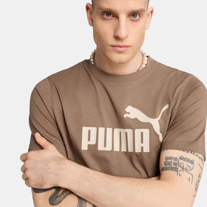 PUMA Men's Essentials No. 1 Logo T-Shirt Beige image number 3