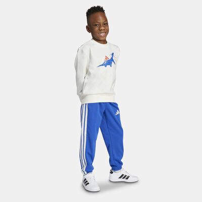 adidas Kids' Seasonal Essentials Adiraptor Fleece Joggers Set White adidas Kids' Seasonal Essentials Adiraptor Fleece Joggers Set White