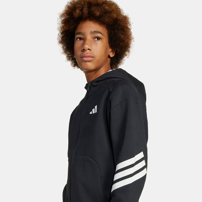 adidas Kids' Future Icons 3-Stripes Full-Zip Hoodie Black adidas Kids' Future Icons 3-Stripes Full-Zip Hoodie Black image number 3
